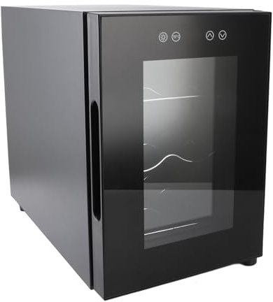 Xiuganpo 6 Bouteilles Refroidisseur à Vin Thermoélectrique 13L avec Affichage LED, 12°C à 15°C, Réfrigérateur Autoportant Polyvalent pour Cuisine, Appartement, Condo, Camping-Car (Prise