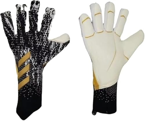 HISTARSTORE5 Fotboll, målvaktshandskar målvaktsträningshandskar starkt grepp, halkskydd och andas för vuxna och barn (svart guld, 6)