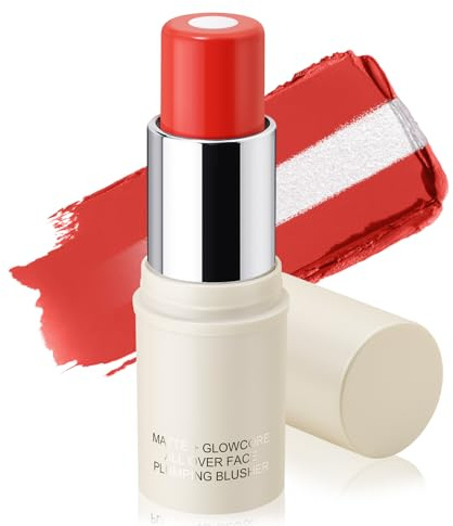 Boobeen Cream Blush Stick für Wangen und Lippen, weich und mischbar Natural Flush, lang anhaltende Dewy Blusher Make-up, Multi-Use Blush, Buildable Glow für Gesicht