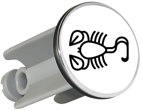 Huuraa Waschbeckenstöpsel Skorpion Sternzeichen Symbol Geschenk | Universal Stopfen 4cm höhenverstellbar Abflussstopfen Geschenkidee Stöpsel mit Motiv für das Waschbecken