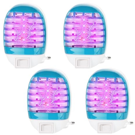 4 Paquets Lampe Anti-Moustique, électrique Moustique Tueur Lampe, Tueur d'Insectes Electrique, Lampe UV, Destructeur de Mouches, Anti-Moustique Intérieur, Piège à Mouches Efficace