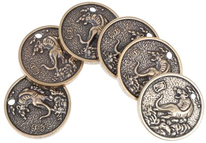 Garneck 2 Sätze Jahr des Tiger- Armbandanhänger Schlüsselbundanhänger Handwerk DIY Sternzeichen Tiger Schlüsselanhänger DIY-münzen-anhänger Golden Messing 6 Stück * 2