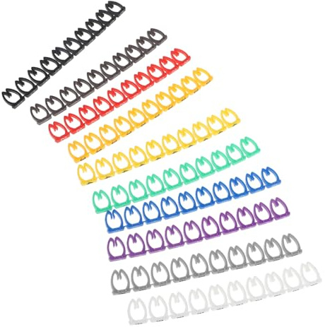 Ciieeo 100 Stück Kabelmarkierungen mit Nummern aus Kunststoff, 10mm | Farbcodierte Clips, Sichere Befestigung, zur Schnellen Identifikation von Audio und Tv Kabeln