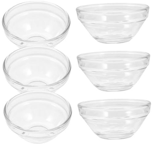 TOPPERFUN 6pièces Bols à Dessert Verre Transparents Petits Bols Empilables Pour Salade Et Préparation Lot De Saladiers De Service