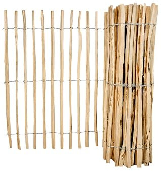 WillowNest Staketenzaun – Natürlicher Holzzaun, Gartenzaun Sichtschutz, Rustikaler Steckzaun, Zaun für Garten & Terrasse – 150x500 cm, Abstand 7-8