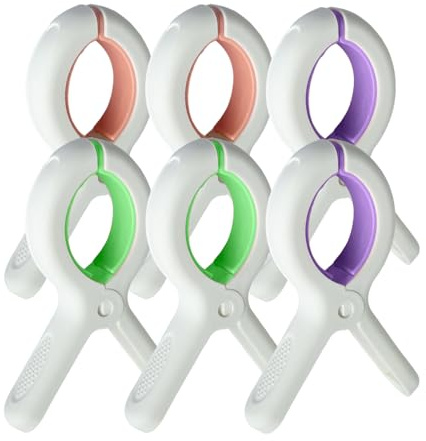 Lovvknd Large Beach Towel Clips, 6Pcs Large Laundry Pegs Clothes Clips for Sunbeds Sun Loungers, Blankets, Pool Chairs, Cruise Essentials