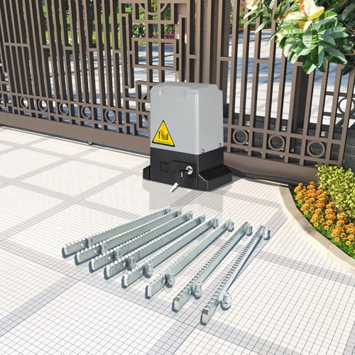 TABODD 550W Ouvre-Porte Coulissant, Ouverture de portail Moteur de portail de garage jusqu'à 1200 kg avec 4m Gear Racks, 2 télécommandes et 2 Capteurs infrarouges, Kit Système Sécurité Opérateur