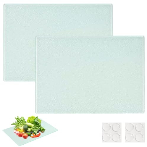 2 taglieri in vetro 28 x 20 cm, pannelli in vetro temperato con piedini in silicone antiscivolo – antigraffio, resistente al calore e igienico – Tagliere in vetro per cucina e piano di lavoro