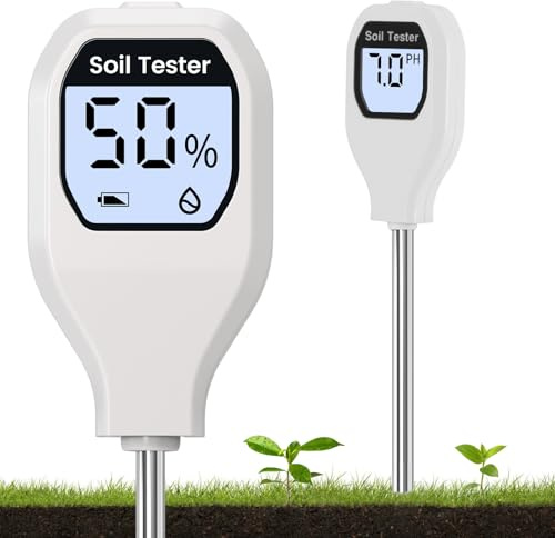YAMRON Testeur d'humidité du sol 2 en 1, testeur numérique de pH du sol, moniteur d'eau des plantes, compteur d'humidité des plantes pour jardin, ferme, pelouse, intérieur et extérieur
