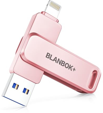 BLANBOK+ Apple MFi-zertifizierter USB Stick für Handy,3-in-1-Flash-Laufwerk für iPhone, iPad, Android & PC, Highspeed USB 3.0 Speicher,Fotos&Daten‑Backup Speicherstick (Rosa, 512, GB)