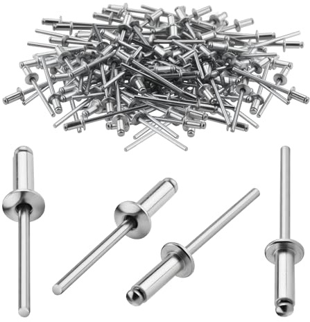 TXXATX Alu Blindnieten 3,2x10 mm Kuppelkopf Popnieten 120 Stück Nieten Silber mit Offenem Ende für Metall Holz Kunststoff Möbel Auto Marine Verbindung und Befestigung