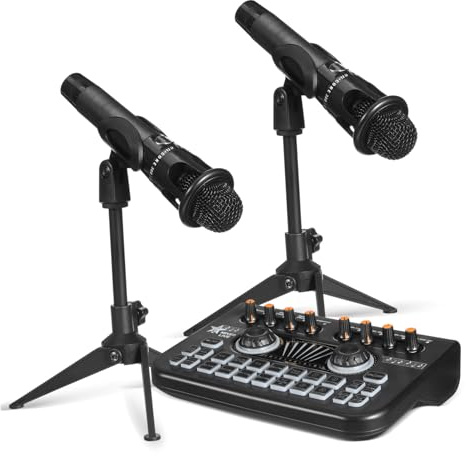 Healifty Kit De Equipo Para Podcast Con Tarjeta De Sonido y Micrófonos Grabación De Podcast Transmisión Canto y Estudio