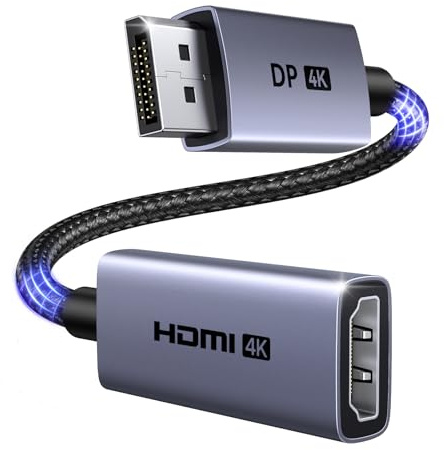 UGREEN 4K@60Hz Active DisplayPort to HDMI Adapter, Unidirectional DP 1.2 PC to HDMI 2.0 Display Male to Female HDCP 2.2 3D Video Converter with 2K@144Hz 1080P@165Hz, Compatible with AMD NVIDIA 0.66FT