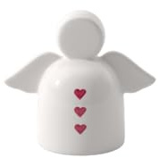 Villeroy & Boch Like. by with Love Ángel de la Guarda, 8,5x5x7,5 cm, Blanco con decoración de corazón en Acuarela roja, se Recomienda Cuidado a Mano, Figura de Porcelana Premium
