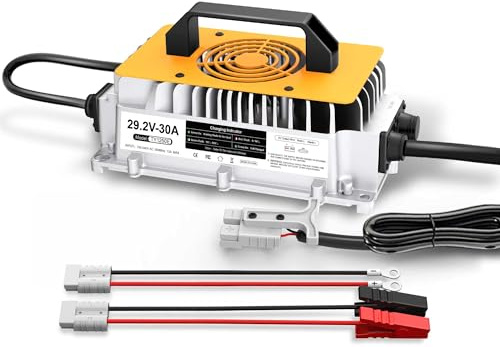 Chargeur de batterie au lithium 29,2 V 30 A pour batterie LiFePO4 24 V (25,6 V) - Chargeur de batterie au lithium LiFePO4 24 V AC-DC avec prise Anderson pour camping-cars, installations insulaires