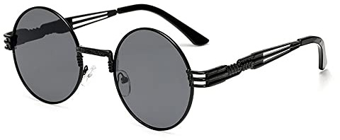Gotische Steampunk-Sonnenbrille für Herren und Damen, Metallwickelbrille, runde Sonnenbrille, Spiegel, UV400