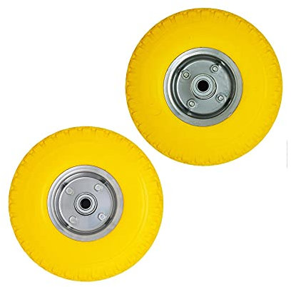 Dapetz ® 2 x 10 Yellow Sack Truck Hand Trolley Cart Wheelbarrow Wheel Puncture Proof Replaceable Solid Rubber Wheel Tyre Tires For Garden Cart Puncture Proof