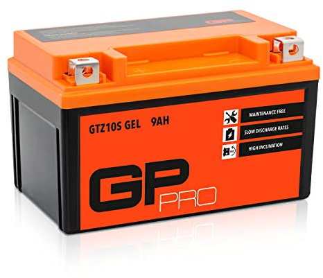 GP-PRO GTZ10S - Batería de arranque para motos, 12V, 9Ah, parecido a YTZ10S / YTZ10-BS, sin necesidad de mantenimiento