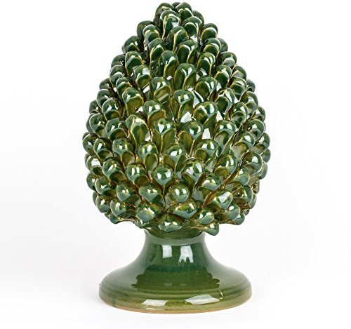 Zapfen aus Keramik von Caltagirone - Dunkelgrün - H 30 cm - komplett handgefertigt - 100% Made in Italy