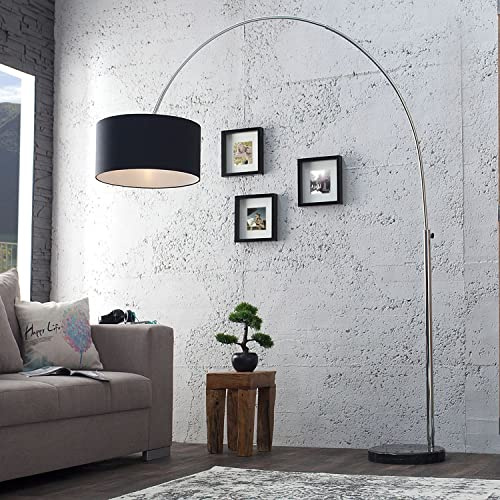 Licht-Erlebnisse Esszimmer Lampe Bogenleuchte 180cm Retro Chrom Schwarz beweglich höhenverstellbar ausziehbar mit Schalter
