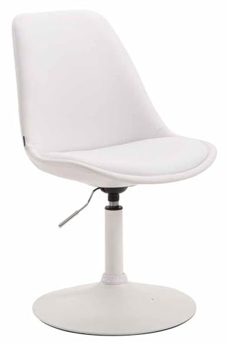 CLP Esszimmerstuhl Maverick Kunstleder I höhenverstellbarer Lehnstuhl I Drehstuhl mit Trompetenfuß I Sitzhöhe von ca. 43-48 cm - Farbe weiß Gestell Farbe weiß