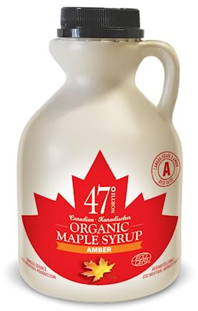 47° North Kanadischer Bio Ahornsirup Amber, 500 ml, Single Source, Grade A, glutenfrei, vegan, organic Maple Syrup, kräftiger Geschmack für Pancakes & mehr.