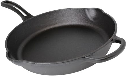 Mirro MIR-19052 10 Pre-Seasoned Ready to Use Round Cast Iron Skillet with Helper Handle, Black