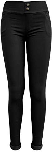 Jeans Leggings Damen Jeggings Stretchhose Winter Treggings Skinny (Schwarz, 44-46)