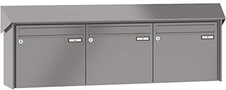RENZ/Prisma / 3er Aufputz-Briefkastenanlage Wand-Briefkasten/RAL-Farbe 9007 Volumen 1/Dein-Briefkasten.de