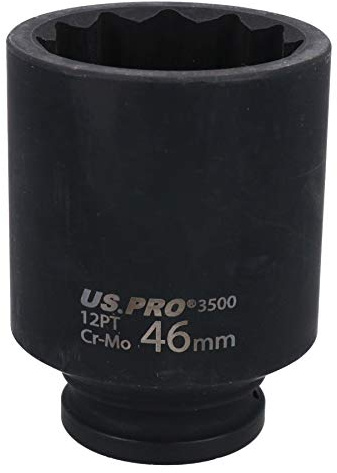 46mm 1/2 Drive Deep Metric Impact Socket Bi-Hex for Ball Joints Drive Shafts