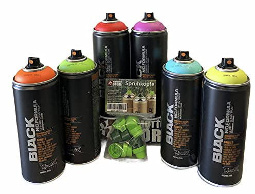 Sprühdosen Set Unicorn 6x400ml + Ersatzsprühköpfe Montana Farbspray schnell trocknend hoch deckend