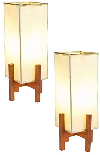 2er Set Orientalische Tischlampe Janka 30cm Lederlampe Quadratisch Lampe | Marokkanische kleine Tischlampen aus Metall, Lampenschirm aus Leder | Orientalische Dekoration aus Marokko, Farbe Beige