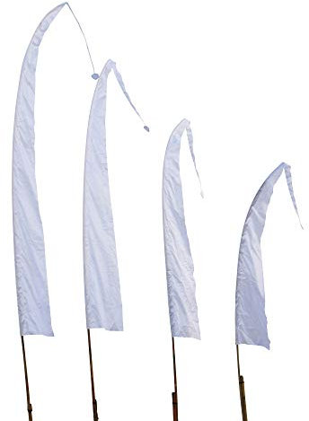 Tessuto per bandiera balinese SANUR con punta a forma di cuore, diversi colori e lunghezze, lunghezza:7 Meter, colore:bianco