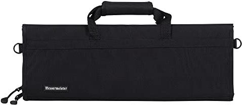 Messermeister Preservation 12-Pocket Knife Luggage, Black - 12 Elasticized, Reinforced Pockets for Culinary Tools - Holds Up to 18” Knife - Made From 100% Recycled Water Bottles