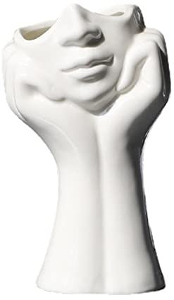 Otzoan Moderne Kreativität Vasen in Gesichtsform, Kopf Gesicht Blumenvase Statue für Wohnzimmer, Schlafzimmer, Büro (Beide Hände)
