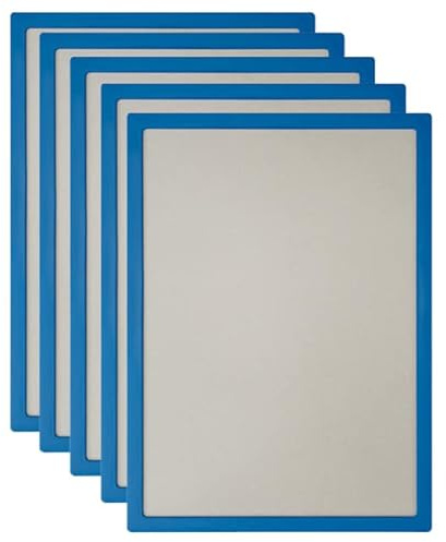 VKF Renzel GmbH Vorteilspack 5x Plakatrahmen DIN A4 - Infotafel - Bilderrahmen - 6 Farbvarianten - inkl. entspiegelter PVC-Abdeckfolien (blau ähnl. RAL 5017)