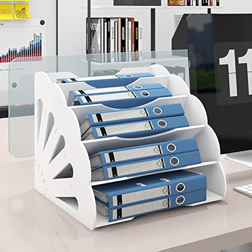 PUNCIA Dokumentenablage A4 Briefablage 5 Ablagefächer PVC Schreibtisch Datei Organizer Papierablage Aktenaufbewahrung Ablagesystem Dokumentenhalter für Büro Arbeitszimmer Schule Office