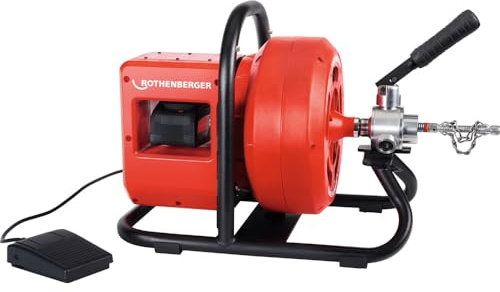 ROTHENBERGER RODRUM VarioClean Rohrreinigungsmaschine mit Akku, Ladegerät, 13mm DuraFlex Spiral und Werkzeugsatz, 10mm-13mm Spiraldurchmesser, 15m Arbeitsbereich Länge, 230V | 1000003348 |Rohre