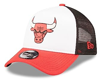New Era Chicago Bulls Team Colour Block A-Frame White Red Adjustable Trucker Cap - One-Size