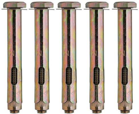 YoiYee Bulloni di espansione M10, tasselli resistenti per calcestruzzo e muratura, lunghezza 90 mm, acciaio zincato, facile installazione e tenuta sicura per uso industriale e edile, confezione da 5