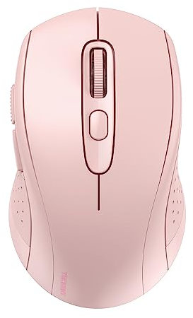 TECKNET Bluetooth Maus, 4000 DPI Maus Kabellos (Tri-Mode: BT 5.0/3.0+2.4GHz) Funkmaus mit USB-Empfänger, Ergonomische Tragbare Mouse Bluetooth für Laptop PC Computer, Mac OS, Android, Windows, Rosa