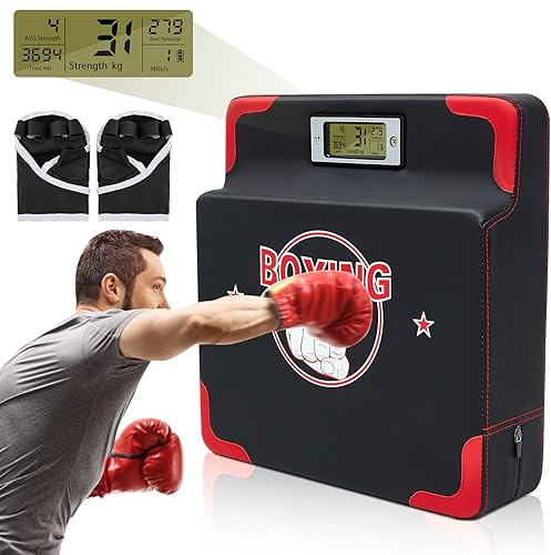 Hoteam Testeur de force de frappe avec capteur de force de frappe réglable en hauteur - Équipement d'entraînement de boxe mural - Machine de boxe pour adulte et enfant