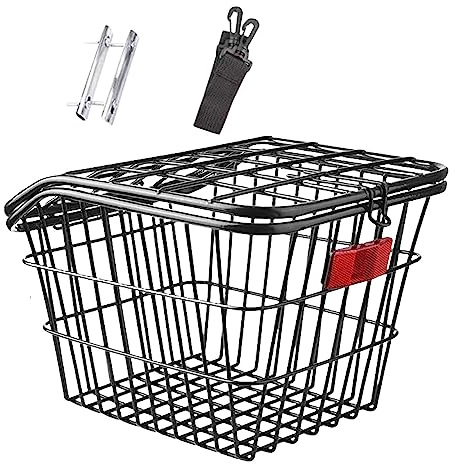 TOOYFUL Cesta trasera para bicicleta, cesta para bicicleta con tapa, portátil, duradera, cesta para ciclismo, portabicicletas para bicicletas plegables para