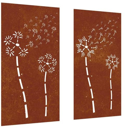 vidaXL 2-tlg. Garten-Wanddeko 105x55 cm Cortenstahl Blumen-Design