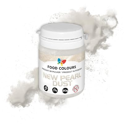 Food Colours Lebensmittelfarbpulver mit metallischem Effekt, essbarer Farbstoff NEW PEARL DUST 20G – ideal für die Dekoration von Kuchen, Torten, Zuckerpasten, Keksen und Getränken.