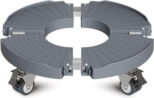 WELDUN Rullo per piante Ø 40 – 54 cm, portata 200 kg, sottovaso con ruote girevoli bloccabili, per esterni, 1 pezzo, grigio