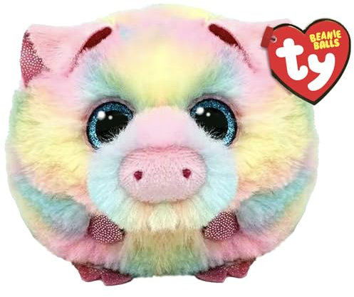 Ty Schweinasso Schwein Beanie Ball 7cm - Quetschbare Beanie Baby Weiche Pluschtiere - Sammelbares Kuscheliges Stofftier