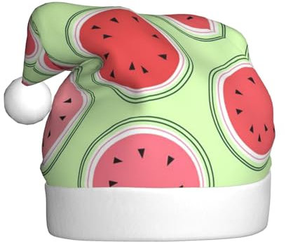 Wassermelone Grün Weihnachtsmützen Erwachsene, Weihnachtsmann Hut Drucken Plüsch Komfort Xmas Hut Für Weihnachten Neujahr Liefert