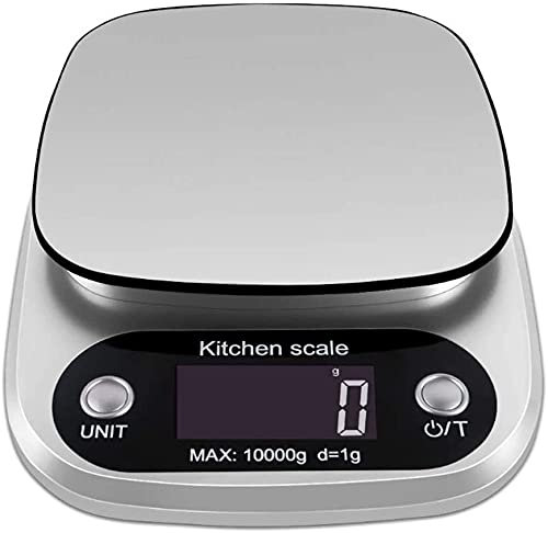 AttreX Wlectronic Balanzas de alimentos Balanzas de cocina digitales, acero inoxidable Superficie de pesaje 10 kg Balanza electrónica de alimentos for el hogar de alta precisión Balanza for hornear Ba