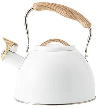 LeGDOr Pfeifender Wasserkocher, 3 l, Edelstahl, Teekessel für Herde, Wasserkocher für Tee, Kaffee, lebensmittelechte Wasserkanne mit Holzgriff, lautes integriertes Rohr für Kaffee, Milch, Tee